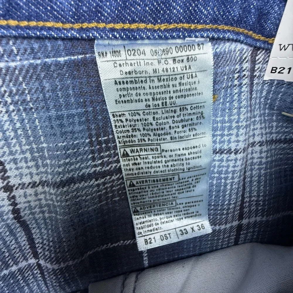 Carhartt Relaxed Fit Flannel Lined Denim Jeans Mens B21 DST 33x36 NWT NOS